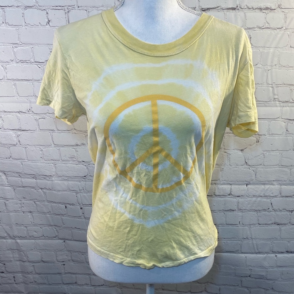LA HEARTS Yellow Tie Dye Peace Sign Tee-Small